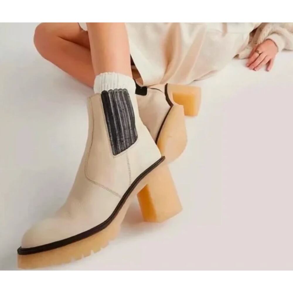 Free people Cream‎ Chunky Chelsea Block heel Boots